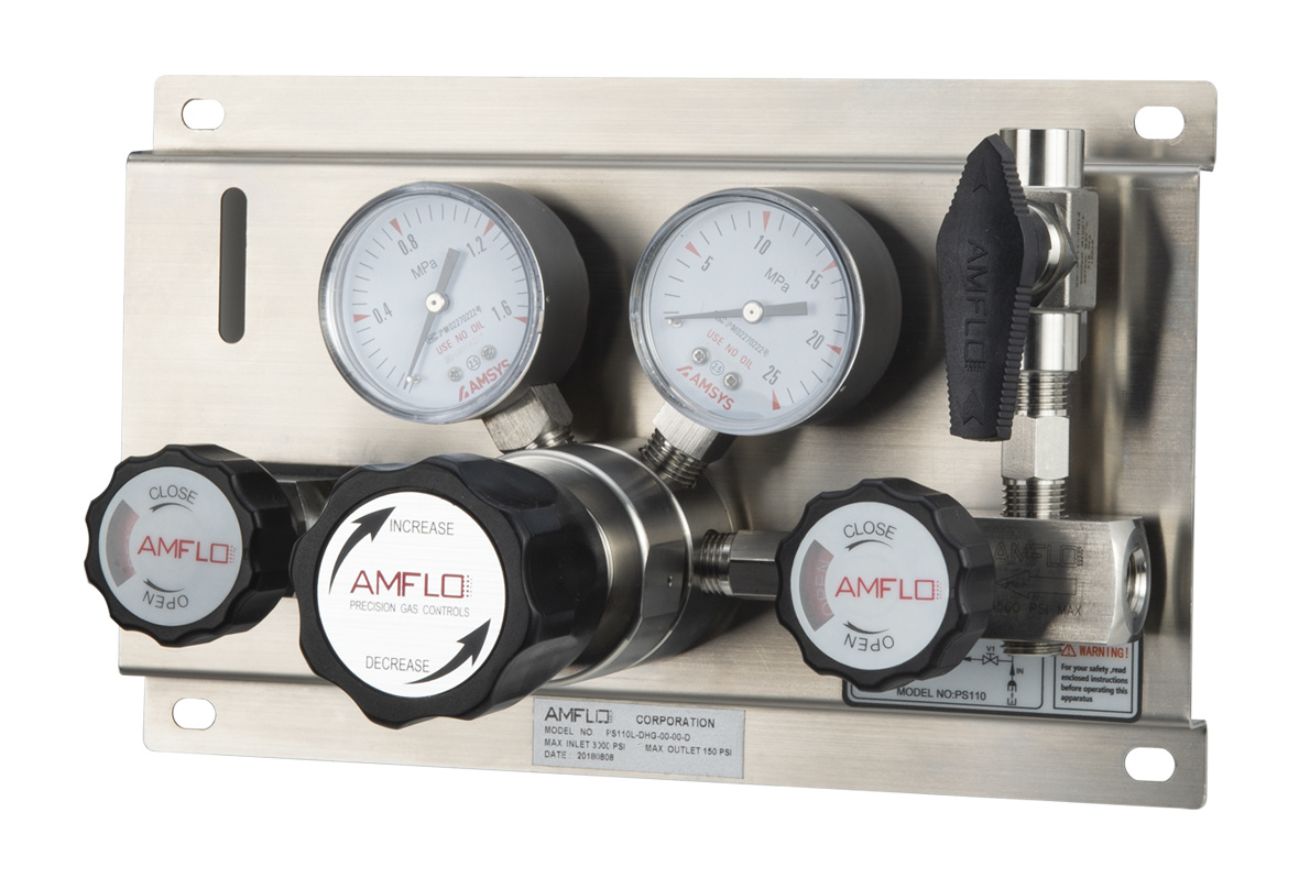 Панель газовая ручная AMFLO PSB 110 F-P00-00, Pвх-34,4 bar, c манометрами, PRV, PUV, POV, FNPT 1/4  CV-0.08 / Manual GP AMFLO PSB 110 F-P00-00, inlet pressure 34,4bar,  PRV, connections FNPT 1/4 CV-0.08